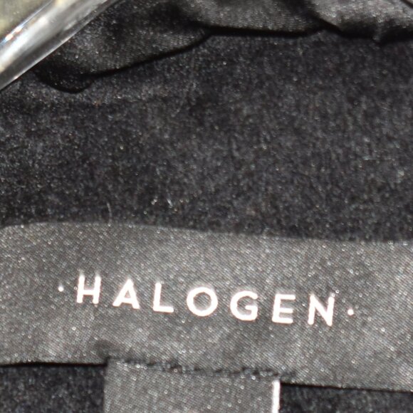 NEW $320 HALOGEN WOOL BLEND Notch Collar TAILORED TRENCH COAT WINTER BLACK - Picture 10 of 11
